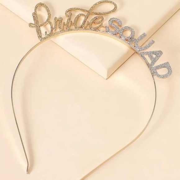 Brand New Set of 5 Bride Squad Headbands - Gold & Silver Glitter, Bachelorette main image 5